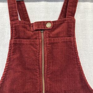 Forever 21 Corduroy Overall Mini Dress Jr Women Med Burgundy Pockets Y2K Cottage